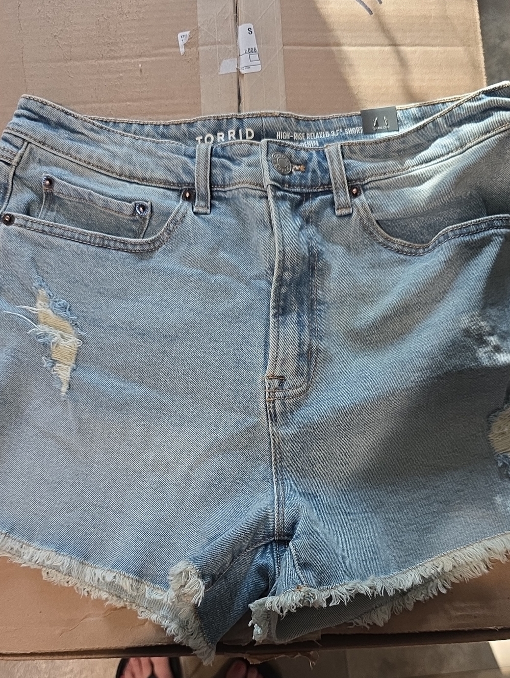 torrid Light Blue Distressed High-Rise Jean Shorts